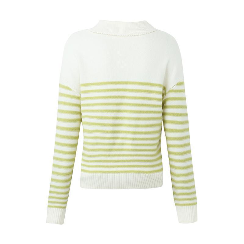 Colorful Striped Woolen Polo Sweater GOELIA