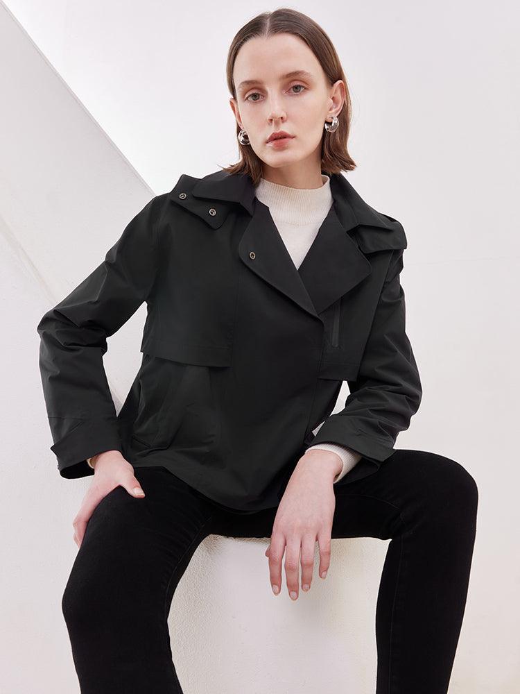 Black Crop Water Proof Coat GOELIA