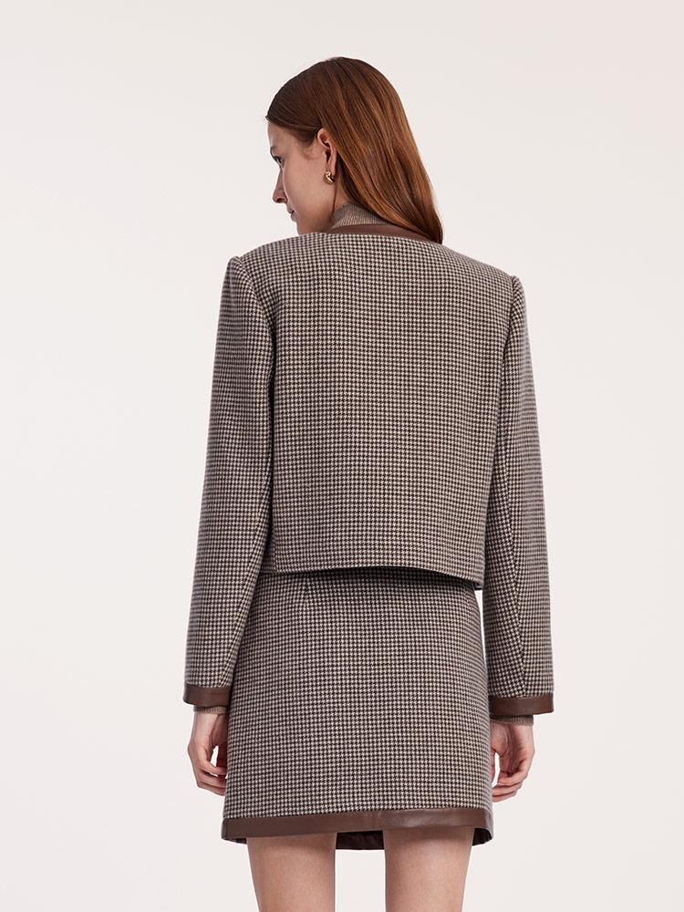 Washable Wool Patchwork Jacket And Skirt Two-Piece Suit GOELIA