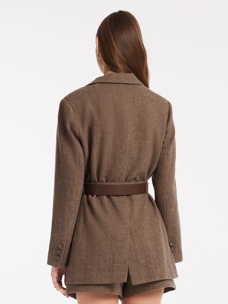 Brown Washable Woolen Blazer GOELIA