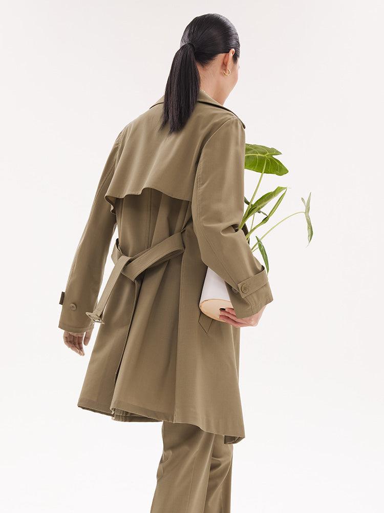 Machine Washable Worsted Wool Trench Coat GOELIA