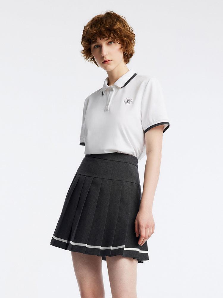 College Style Suit Shirt And Mini Pleated Skirt GOELIA