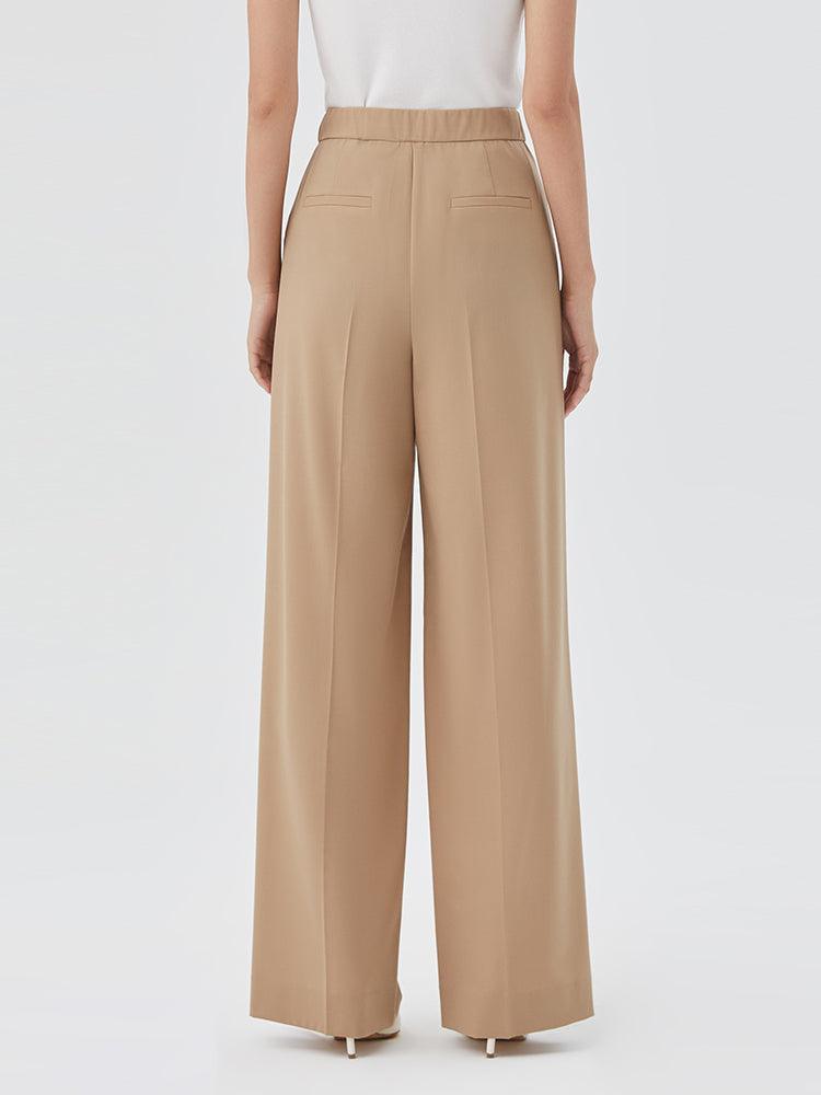 Light Camel Silk Wool Loose Pants GOELIA