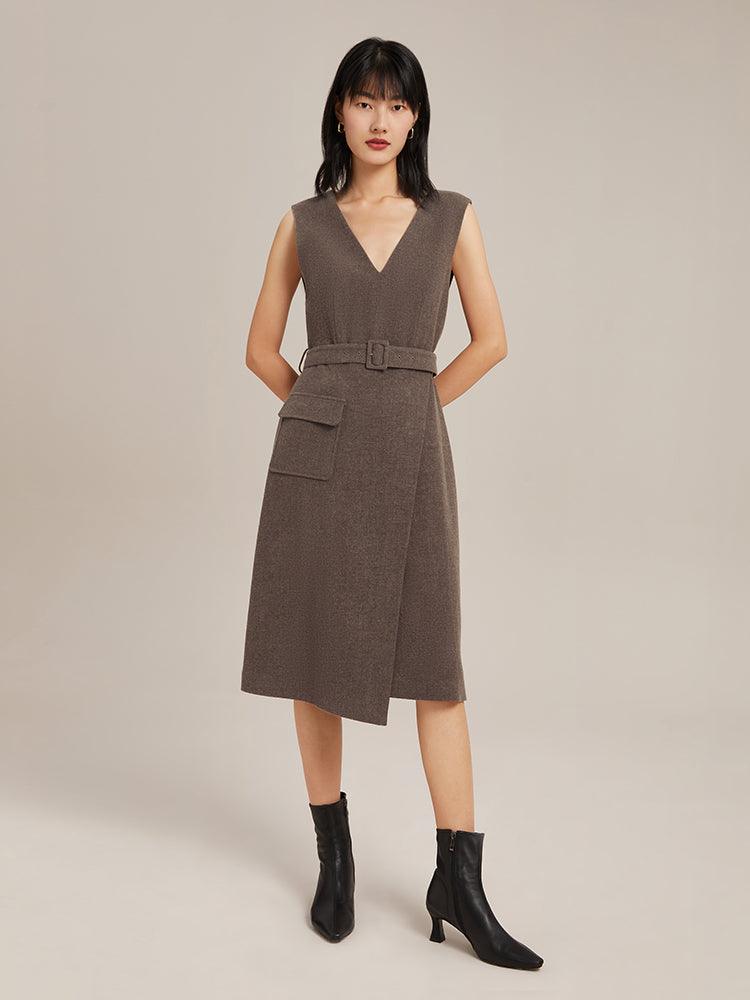 Asymmetric Washable Wool Vest Dress GOELIA