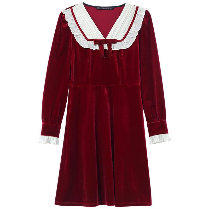 Velvet Patchwork Mini Dress GOELIA