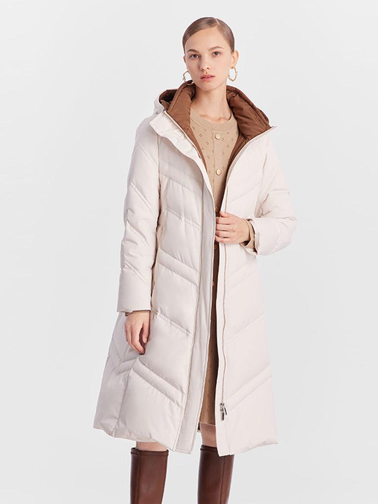 Hooded Slim Goose Down Overcoat GOELIA