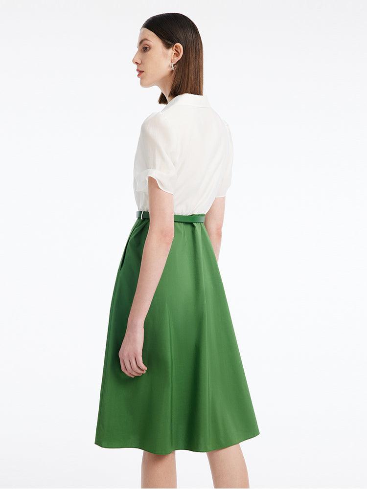 Spliced High Waist A-shape Dress GOELIA