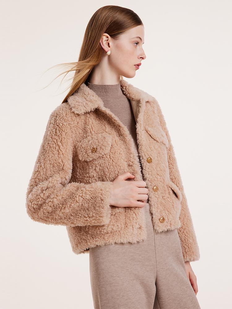 Beige Pure Wool Short Jacket GOELIA