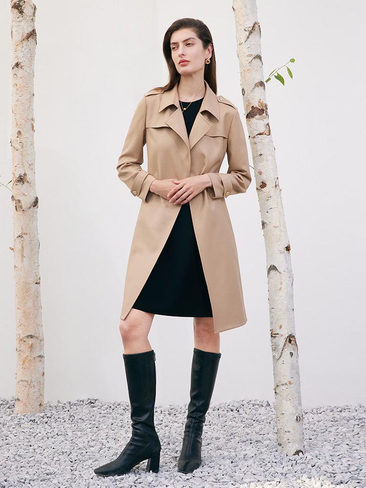 Worsted Wool Trench Coat With Belt GOELIA