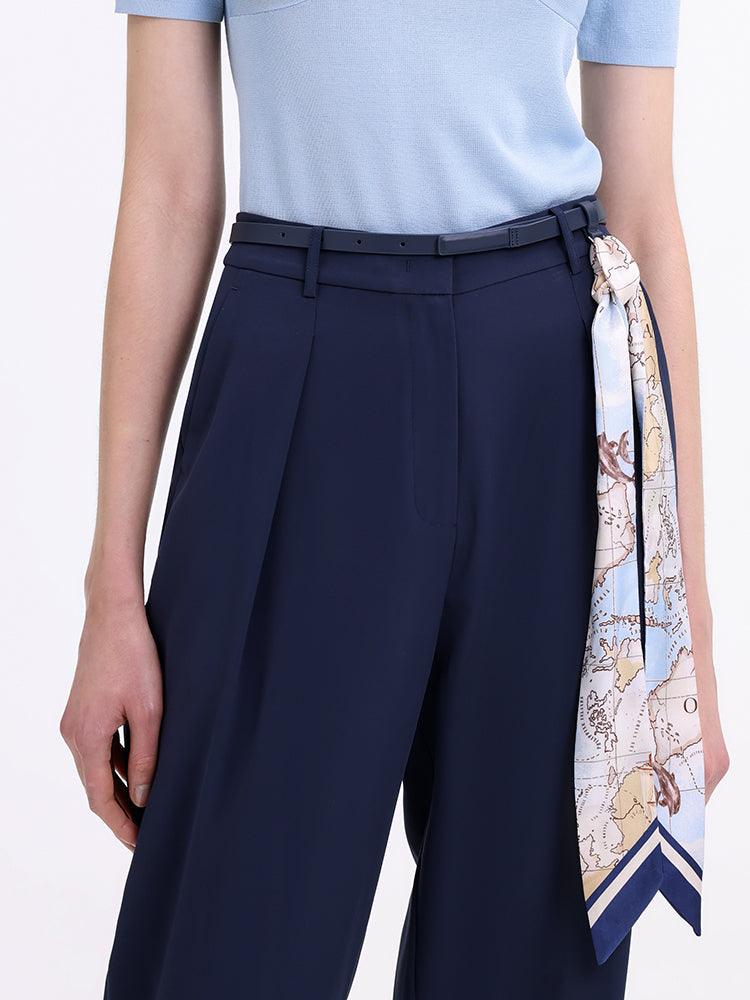 Triacetate Tapered Pants With Belt And Silk Scarf GOELIA