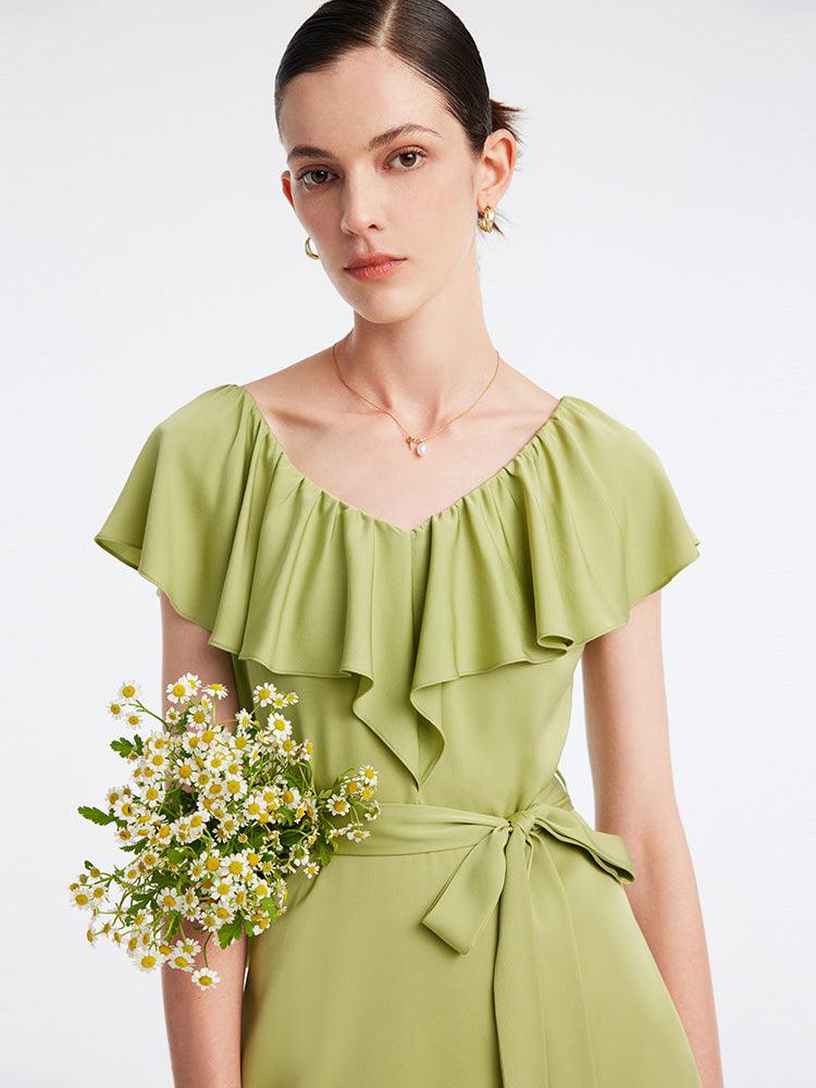 22Mm Silk Green Dress GOELIA