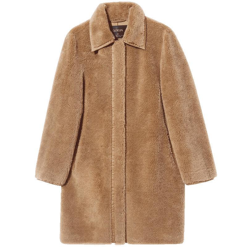 Mid-Length Teddy Lamb Wool Coat GOELIA