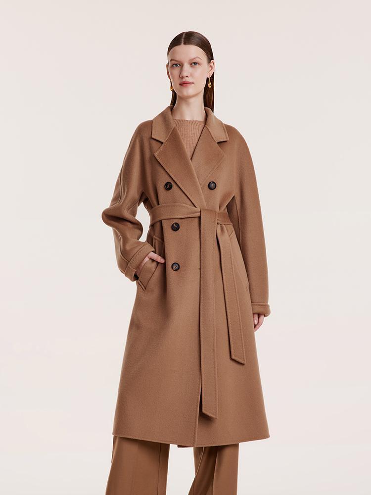 Pure Cashmere Double-Breasted Coat With Beret GOELIA