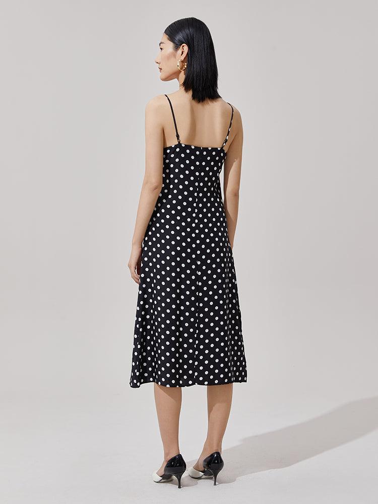 Silk Polka Dots Slip Dress GOELIA