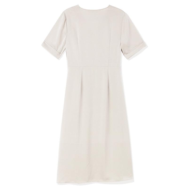 Acetate Beige V-neck Dress GOELIA