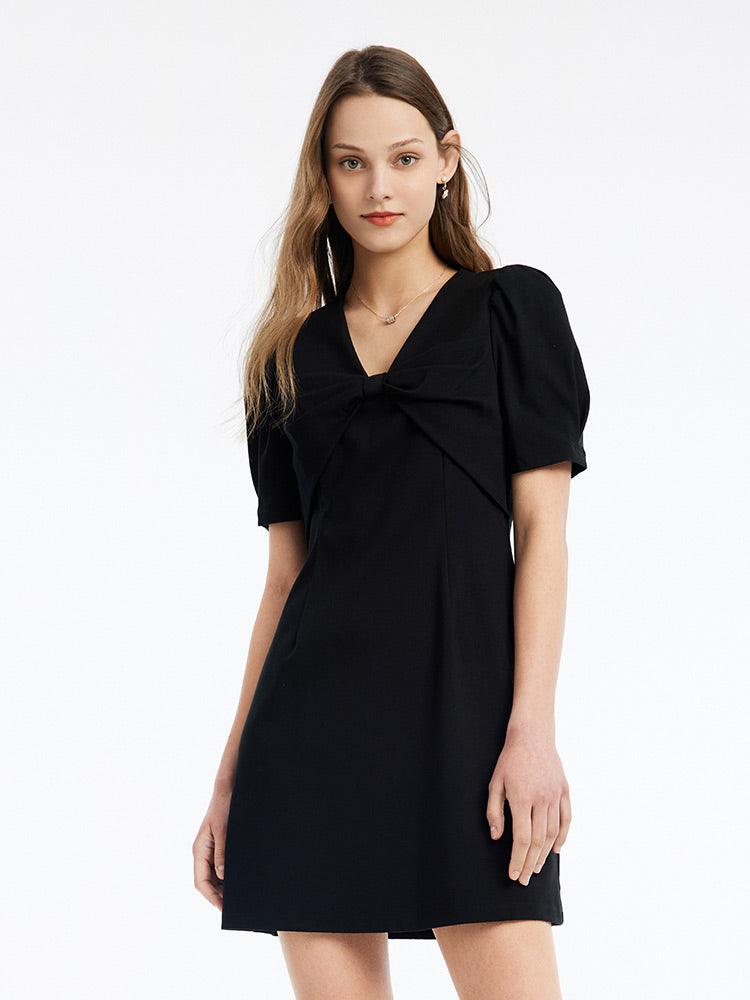 A-förmiges, schlichtes Kleid mit Schleife 