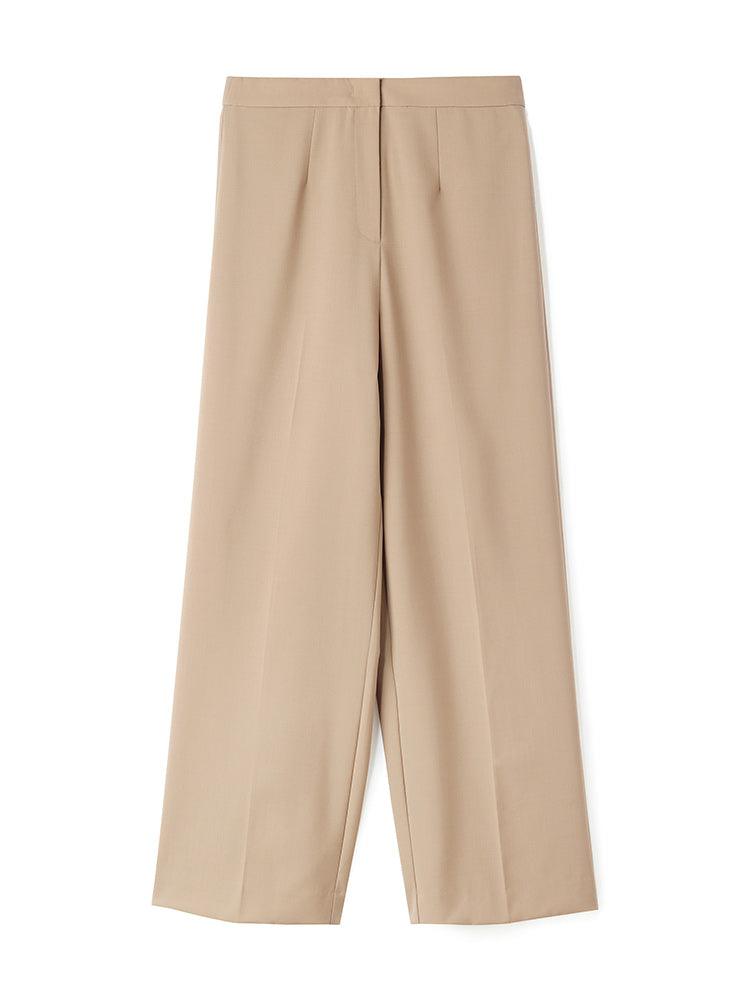 Light Camel Silk Wool Loose Pants GOELIA