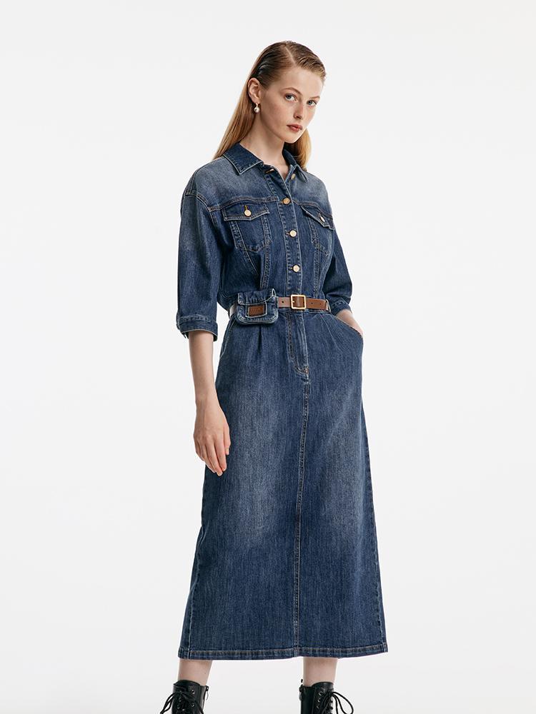 Shirt-Style Denim Dress GOELIA