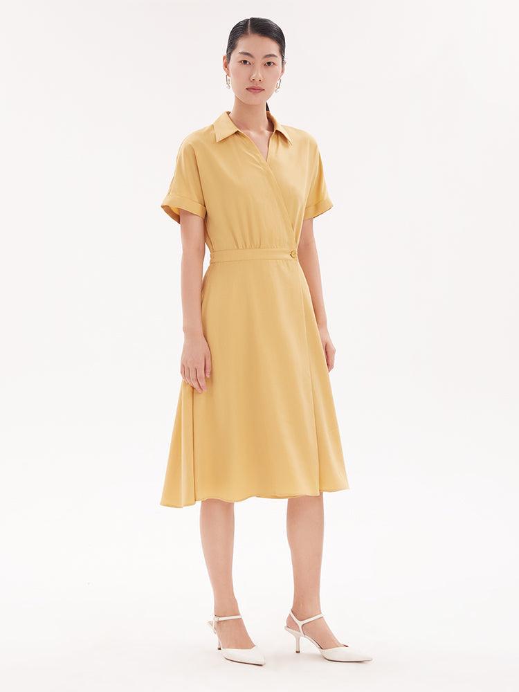 Tencel Asymmetrical One Button Dress GOELIA