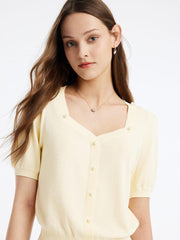 White Mulberry Silk Single-Breasted Top GOELIA