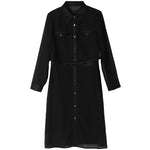 Hollow Black Triacetate Coat & Vest Dress GOELIA