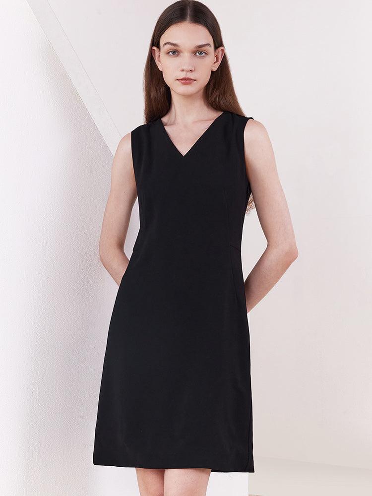 Black Slim Acetate Vest Dress GOELIA