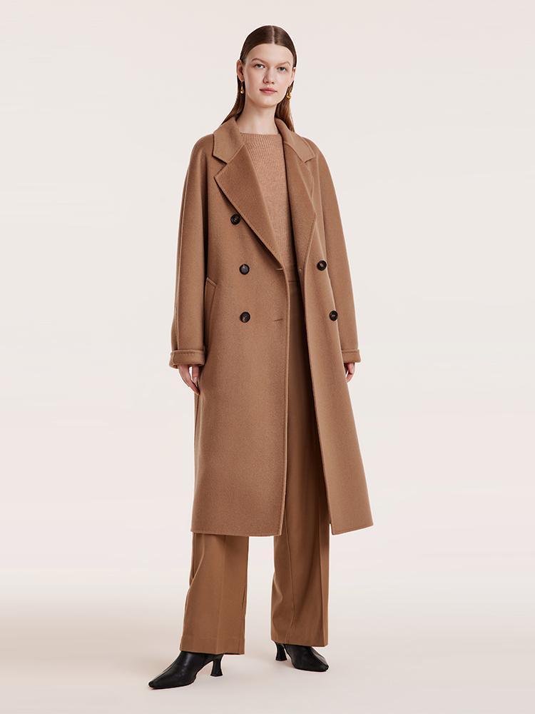 Pure Cashmere Double-Breasted Coat With Beret GOELIA