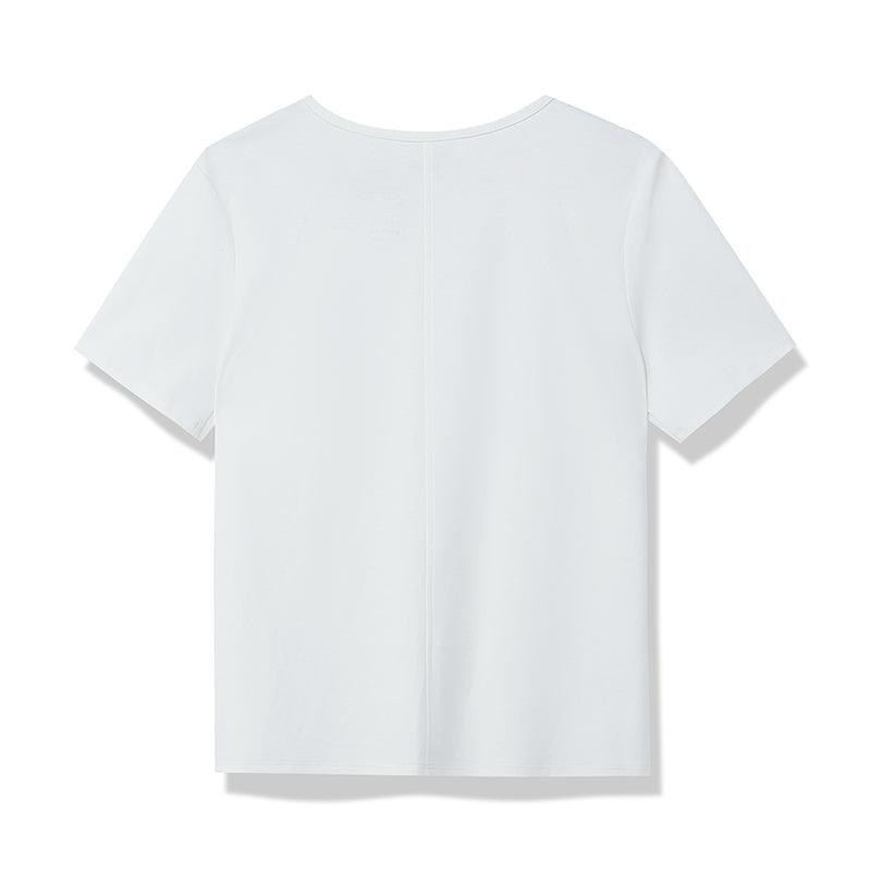 White Round Neck T-Shirt White Chain GOELIA