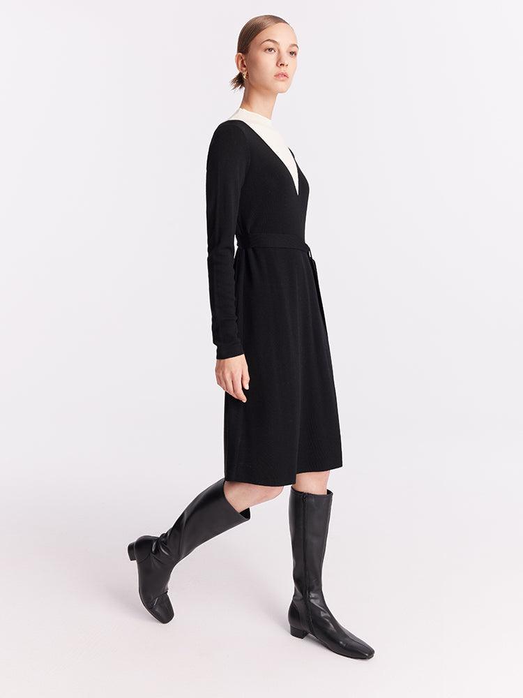 Patchwork Woolen Dress GOELIA