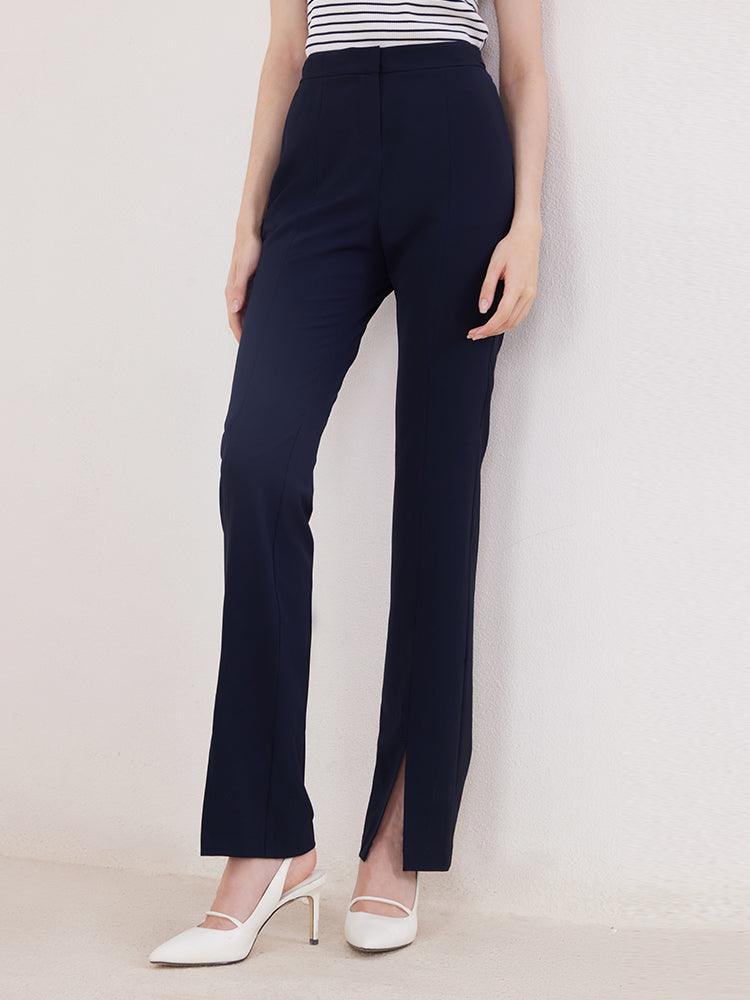 Dark Blue Slim Slit Pants GOELIA