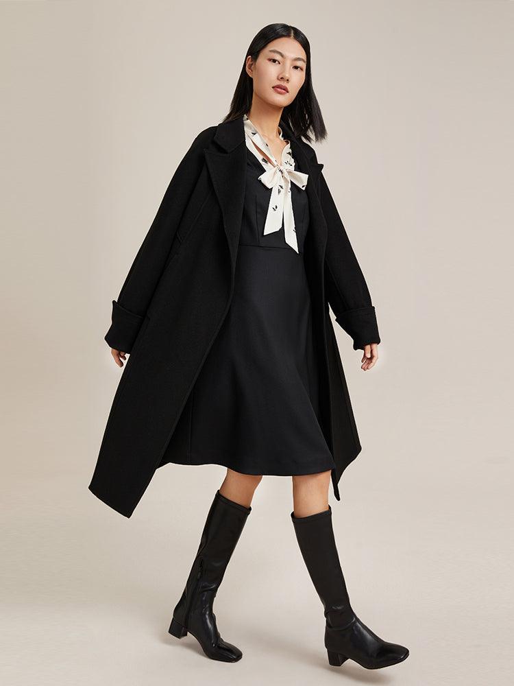 Black 100% Cashmere Coat GOELIA