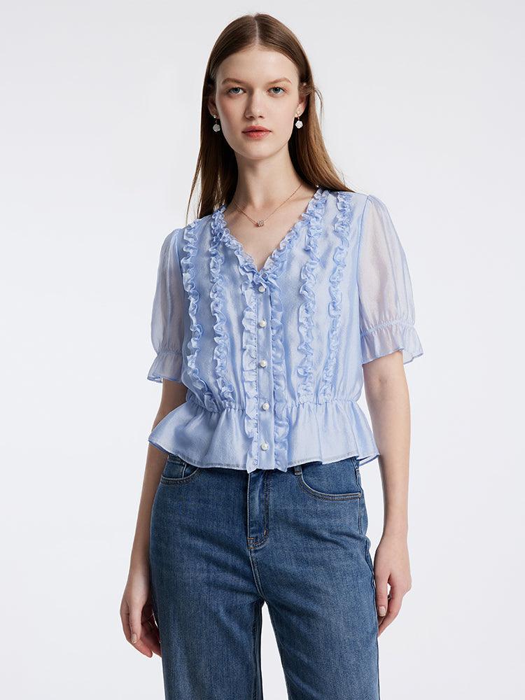 Retro Cute Ruffle Shirt GOELIA