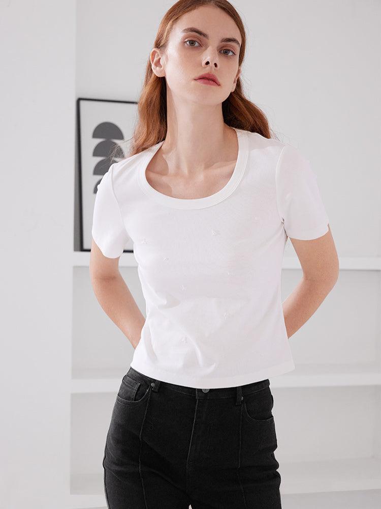 Hand-Make Bead Slim T-shirt GOELIA