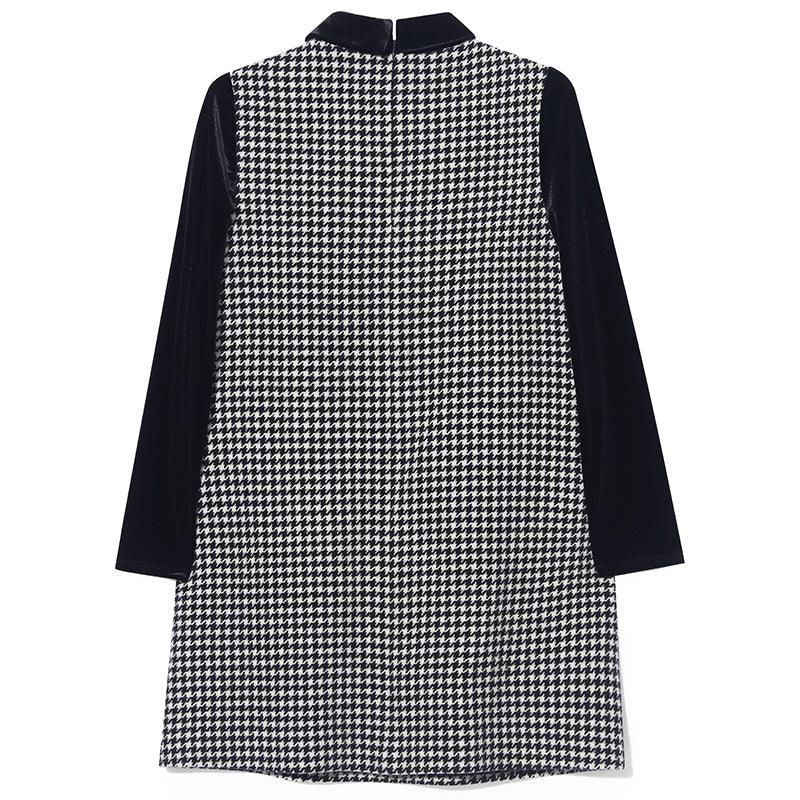 100% Woolen houndstooth Dress GOELIA