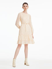 10 Momme Silk Polka Dot Dress With Belt GOELIA