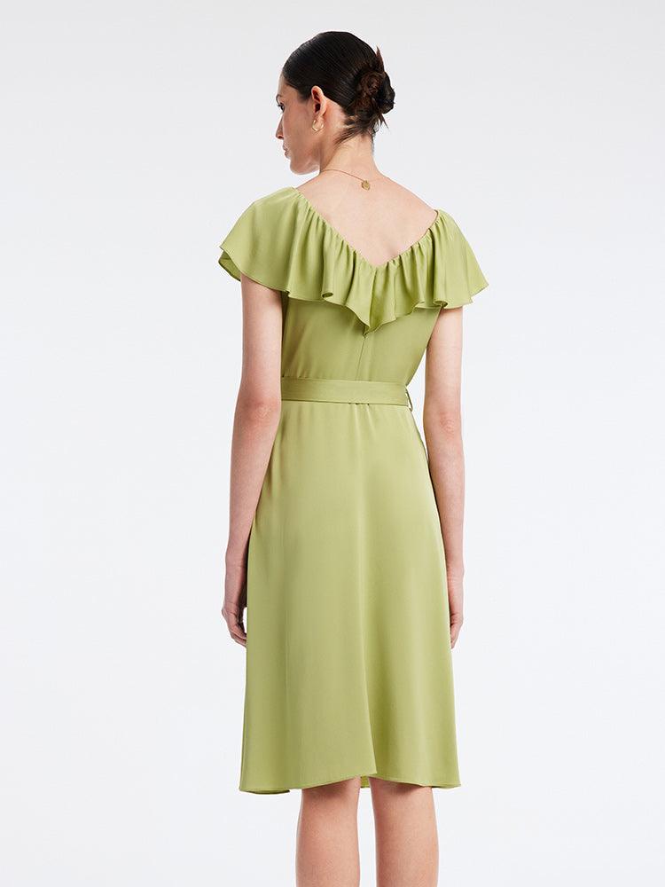 22Mm Silk Green Dress GOELIA