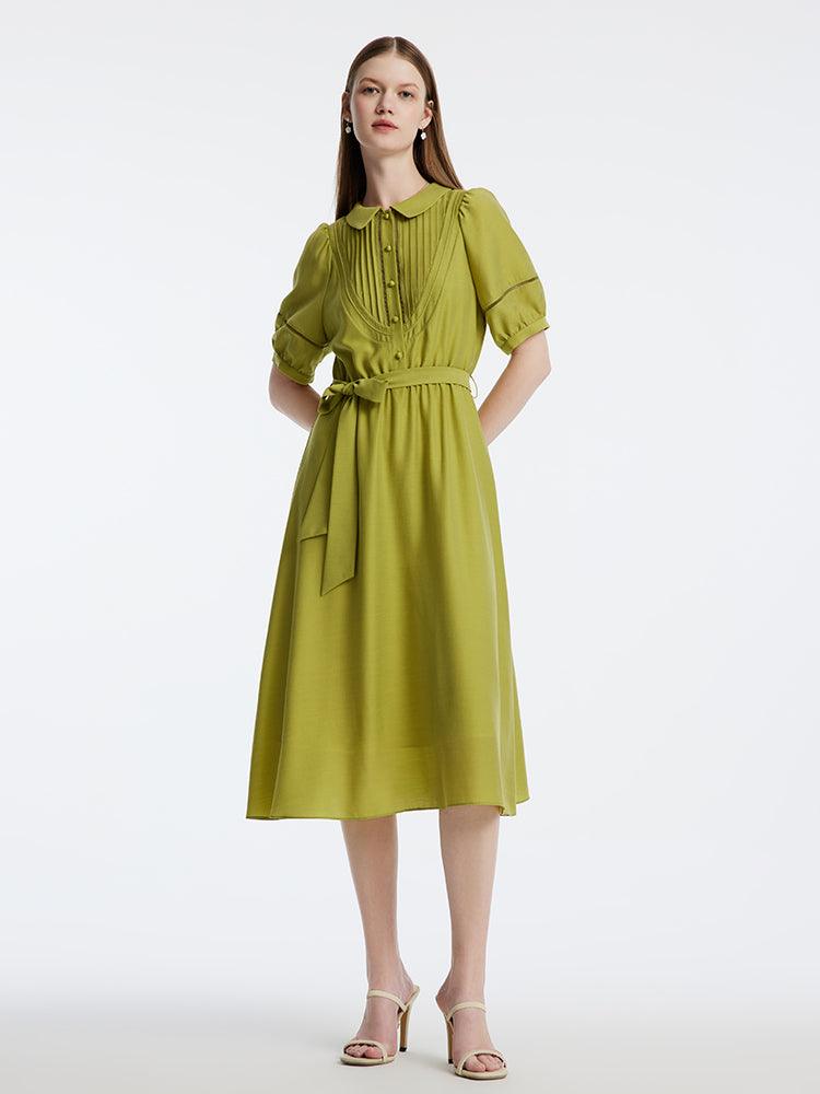 Green Acetate Waist-skimming Dress GOELIA