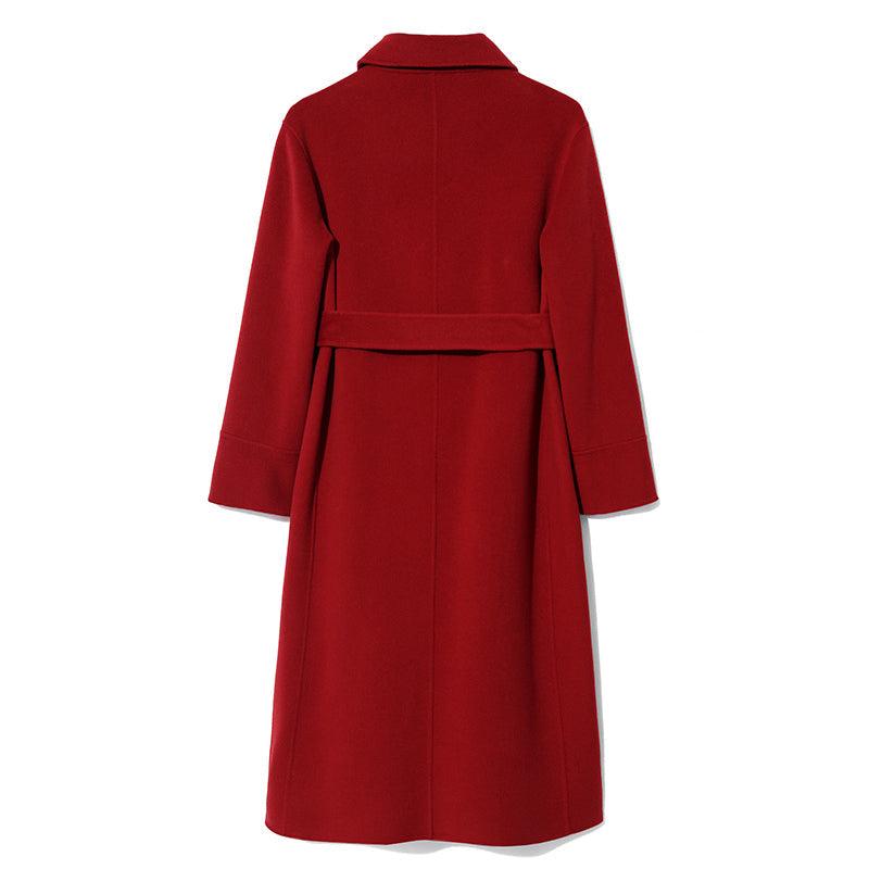 Silk Wool Lapel Double Woolen Coat GOELIA