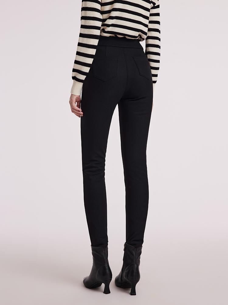 Black Goose Down Full Length Tapered Pants GOELIA