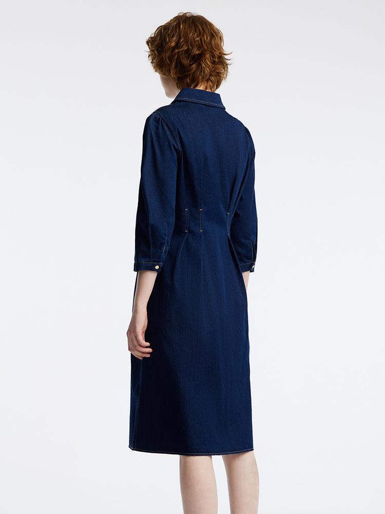 Gathered Waist Denim Dress GOELIA