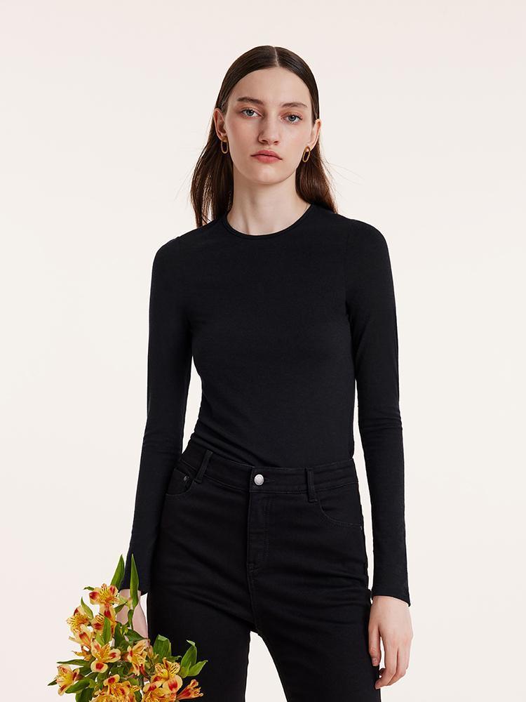 Pure Washable Wool Sheath Knit Sweater