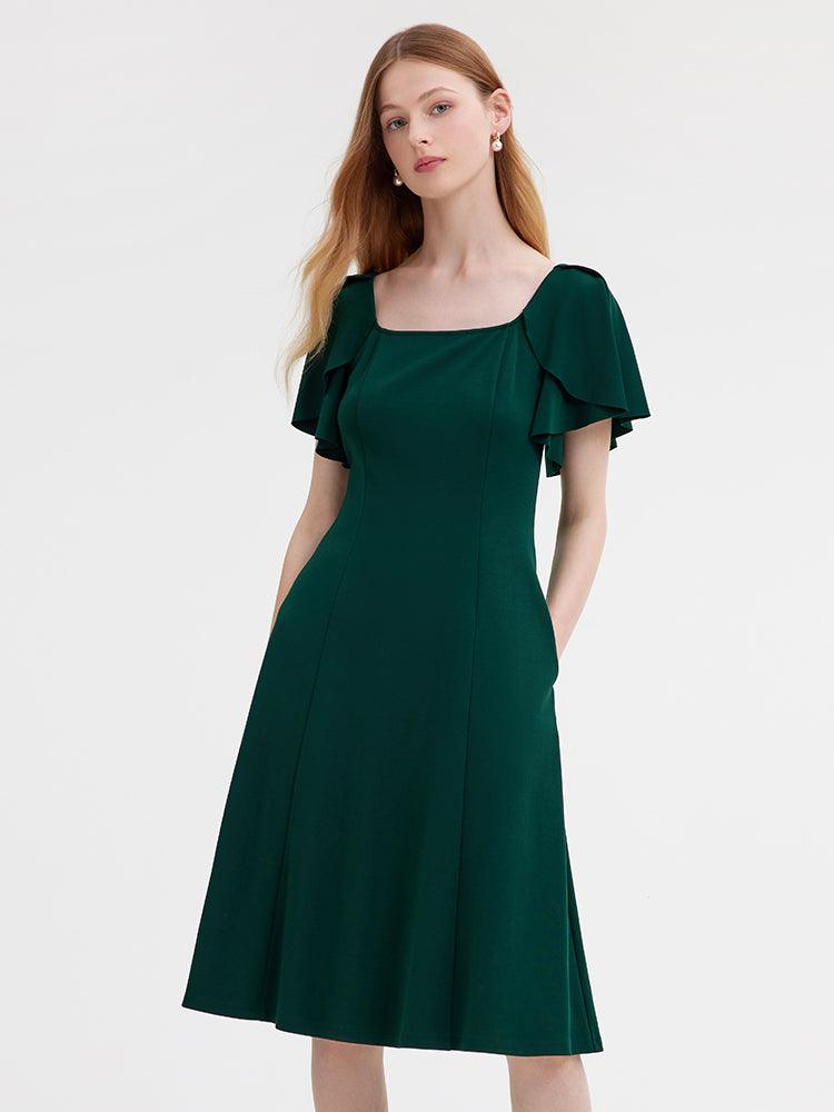 Ruffle Sleeve Knitted Dress
