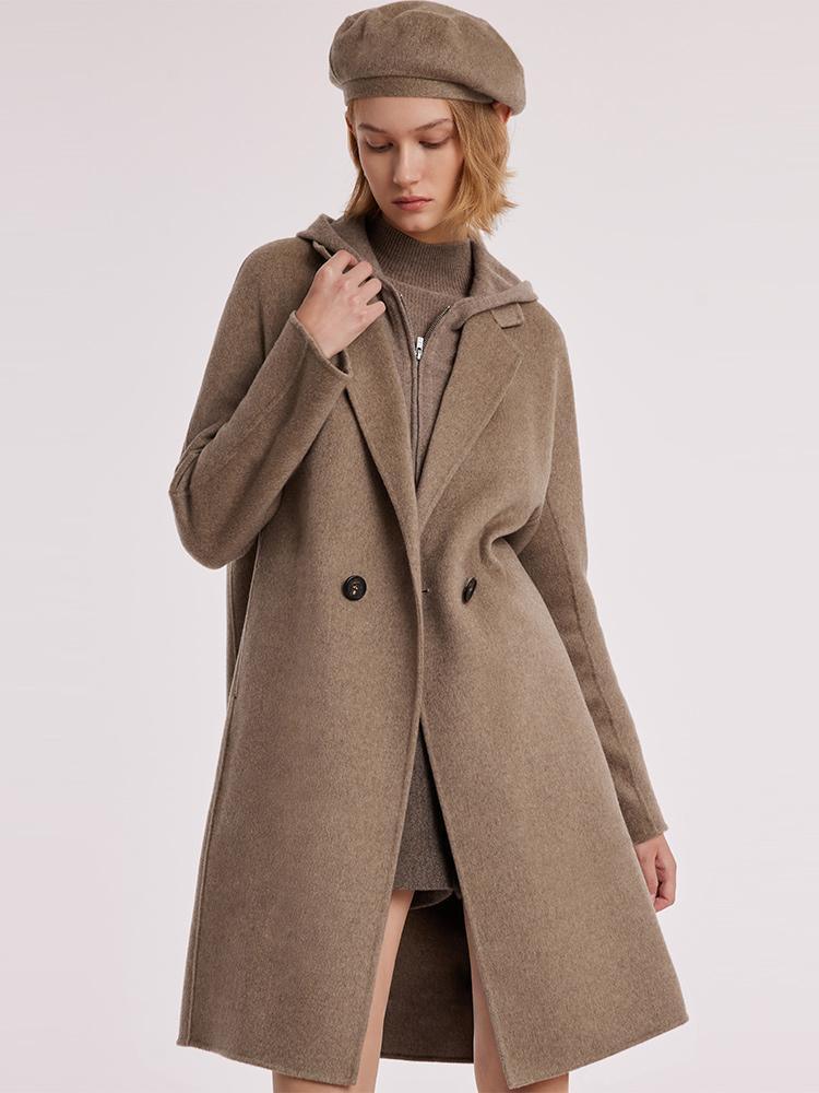 Brown Pure Cashmere Lapel Coat GOELIA