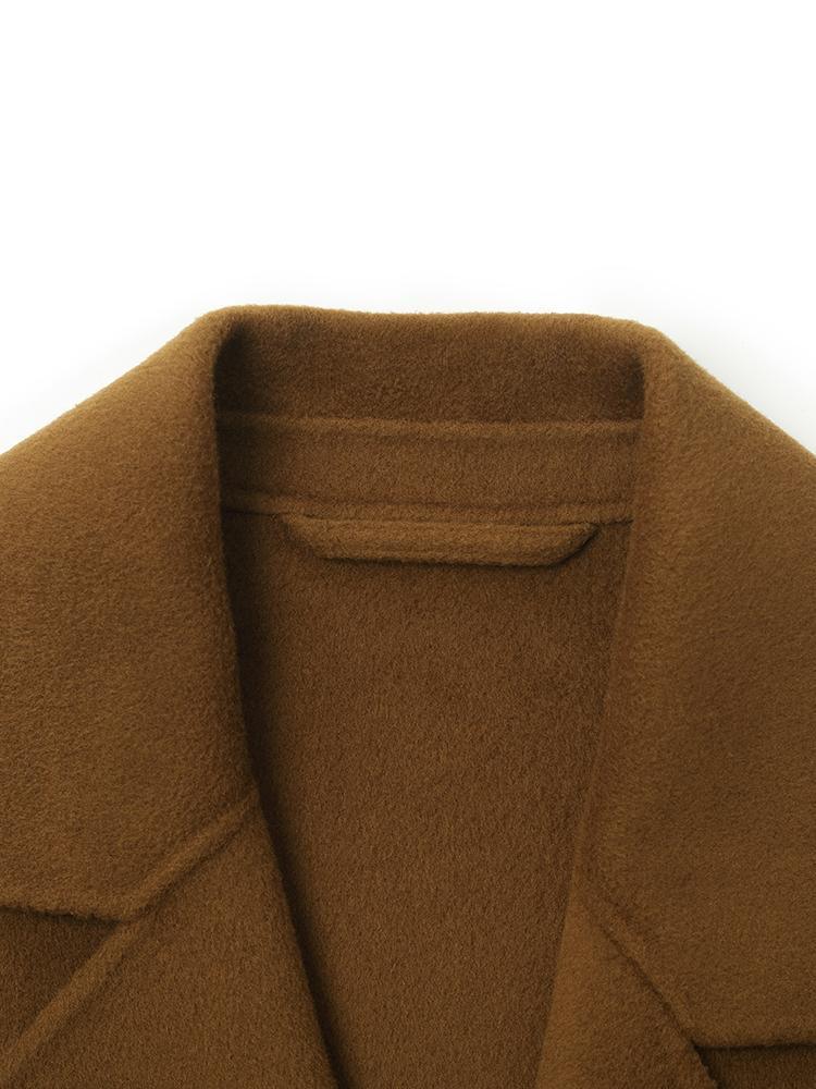 Wool And Cashmere Double-Faced Notched Lapel Short Coat GOELIA