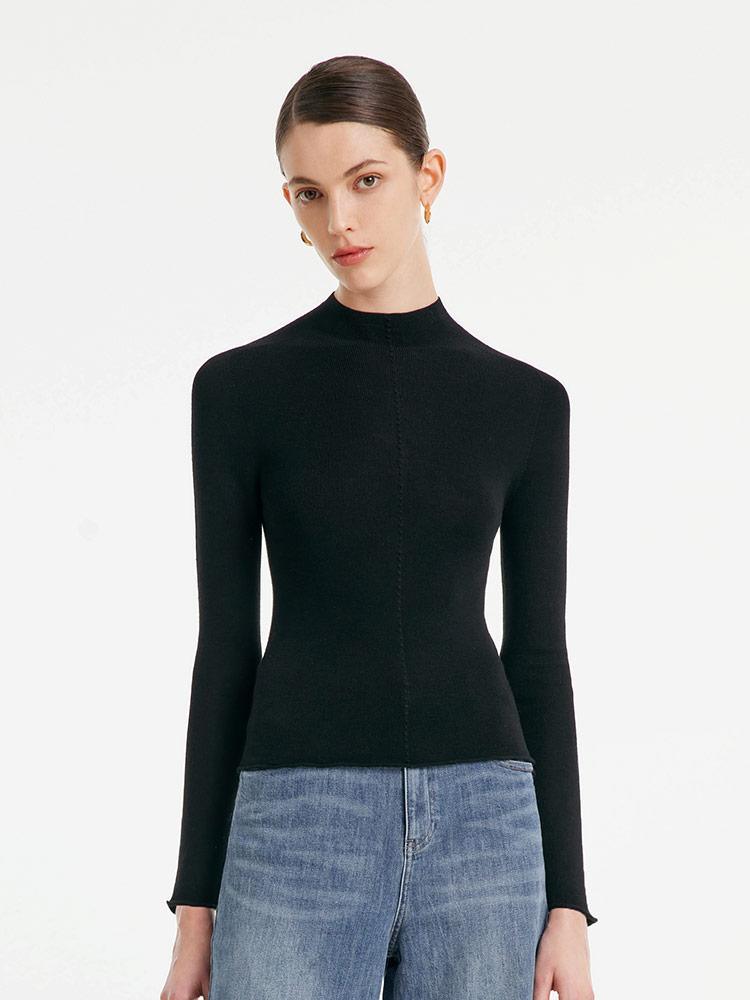 Seamless Woolen Mock Neck Sweater GOELIA