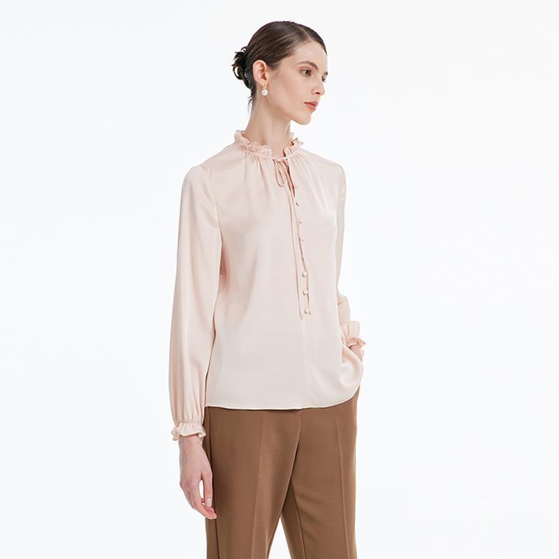 22 Momme Silk Ruffle Blouse GOELIA