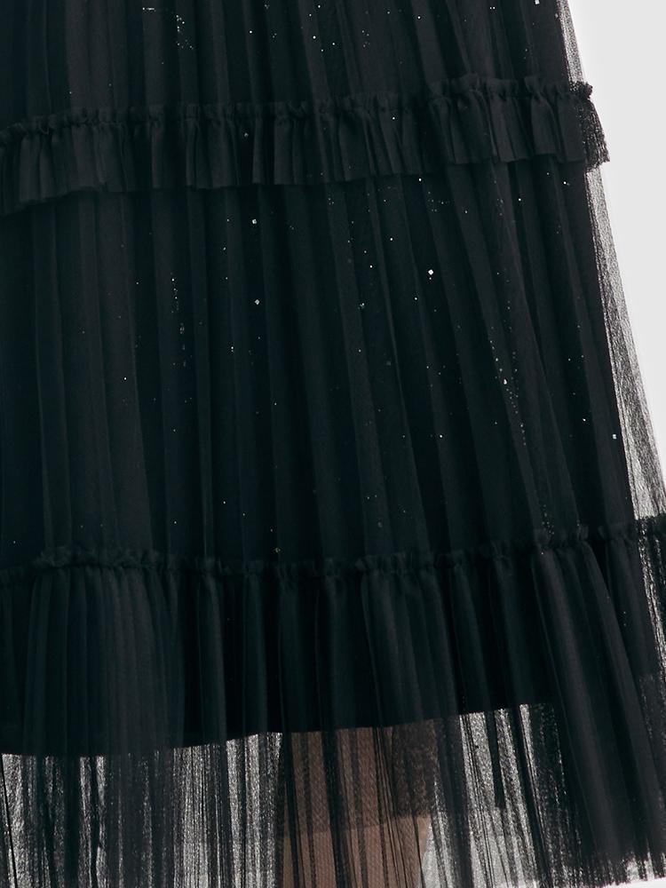 Pressed Pleated Mesh Skirt GOELIA