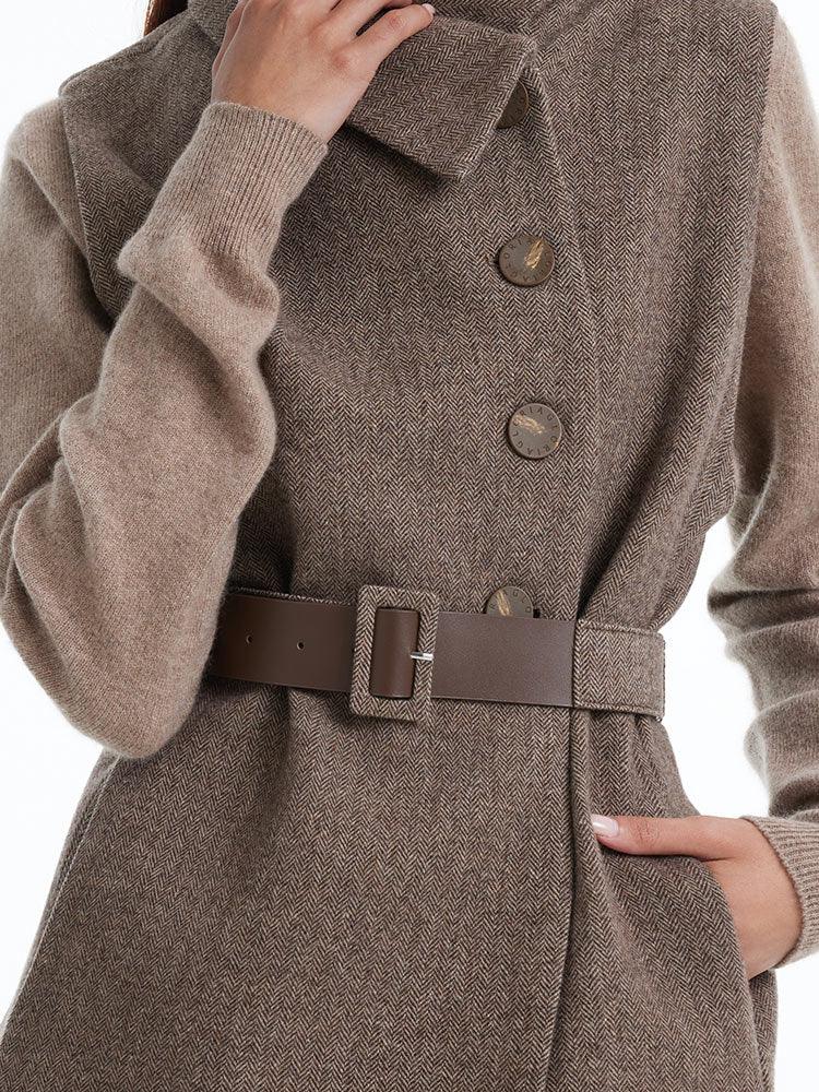 Coffee Brown Washable Wool Two-piece Cloak GOELIA