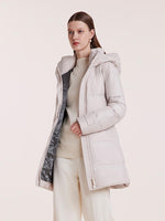 Hooded Mid-Length Goose Down Garment With Belt GOELIA