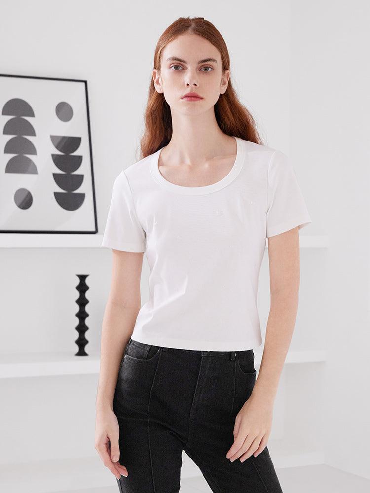 Hand-Make Bead Slim T-shirt GOELIA